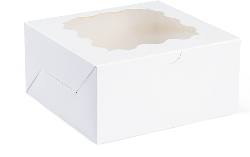 Cajas de postre de papel con ventana blanca